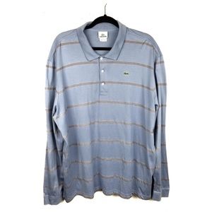 Lacoste Gator Logo Striped Long Sleeve Polo Shirt